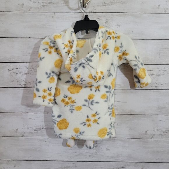Little Joy Boutique Baby Girl Robe in Mustard Yellow Gray & White O-9 Month - Picture 4 of 8